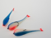 Рыбка поролоновая Leader оснащенная на двойнике 125 мм. Цвет 16 UV  