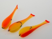 Рыбка поролоновая Leader оснащенная на двойнике 80 мм. Цвет 25 UV