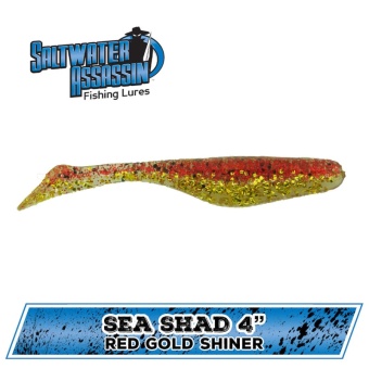 Силиконовая приманка Bass Assassin Sea Shad 4  (Red Gold Shiner)