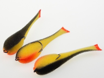 Рыбка поролоновая Leader оснащенная на двойнике 125 мм. Цвет 23 UV